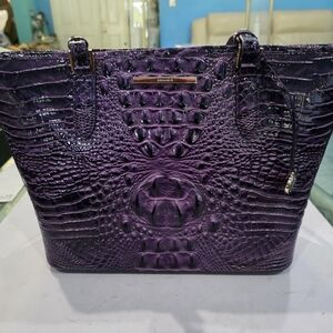 Brahmin Luxurious Purple Embossed Tote